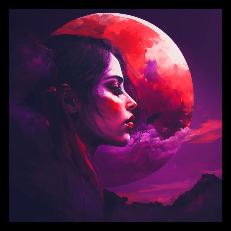 Femme dans le ciel rouge, Design 1