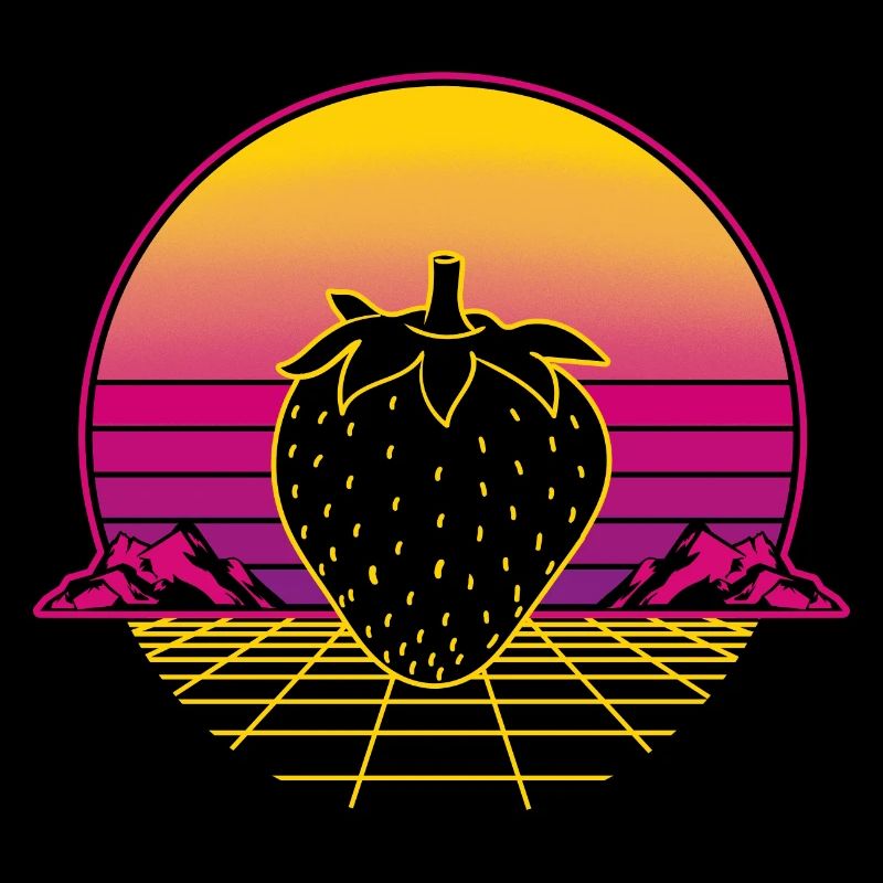 Fraise Fruit Rétro Vintage Retro Wave