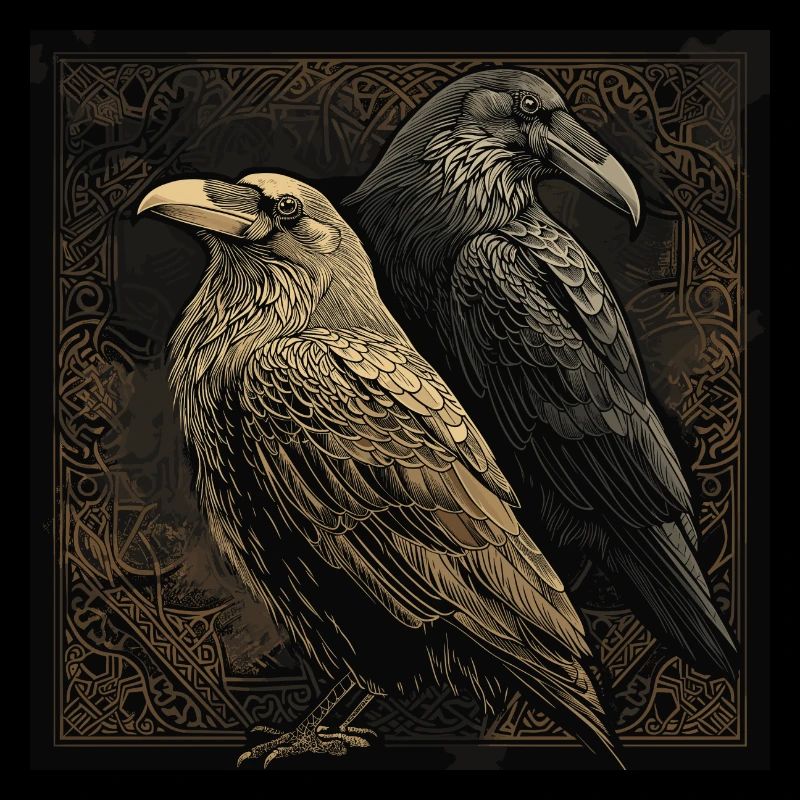 Corbeau d’Odin Hugin Munin Asatru Paganisme