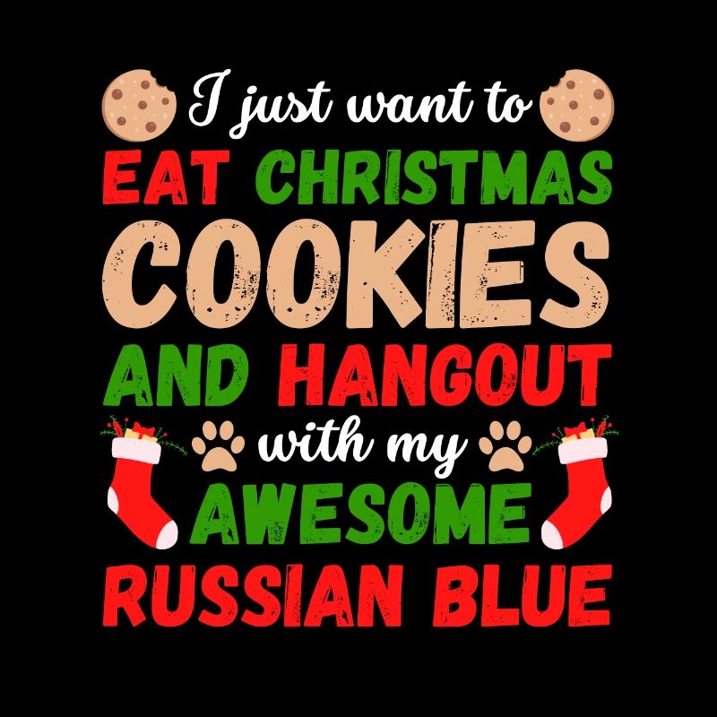 Biscuits de chat bleu russe de Noël