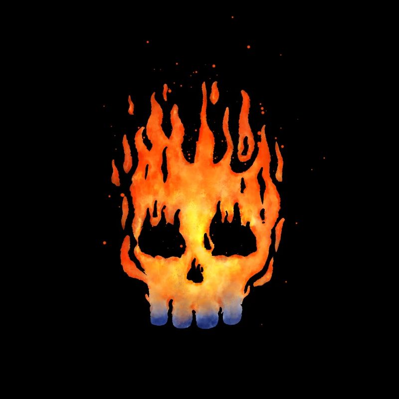 Feuerschädel Aquarell