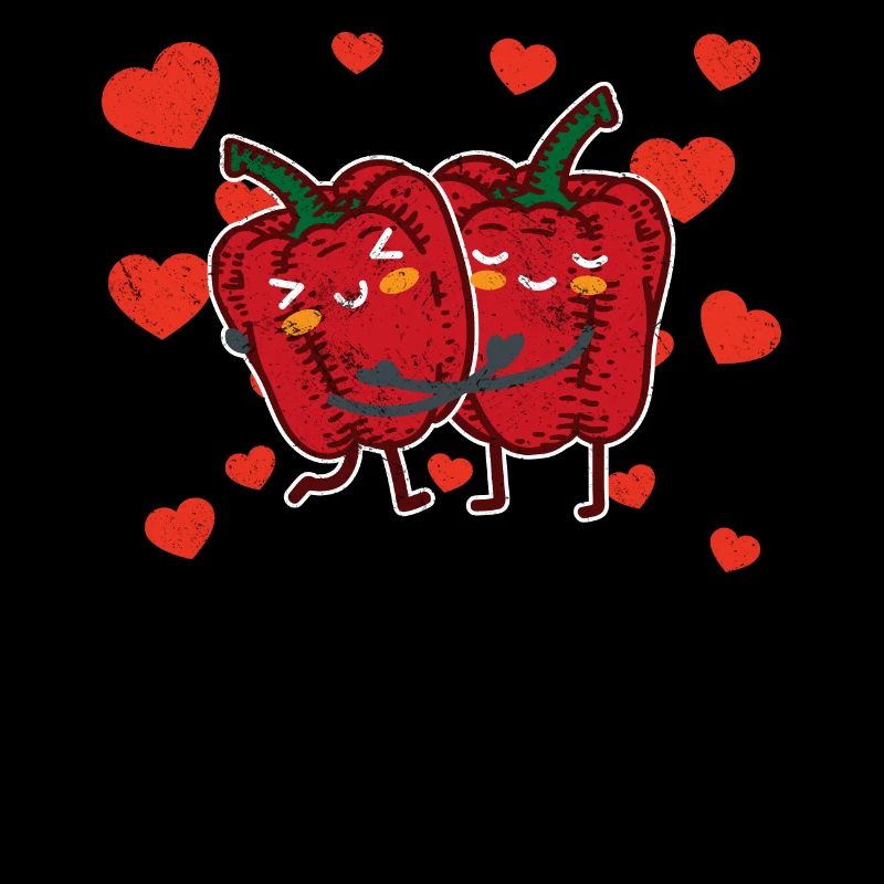 Cute Bell Pepper Couple Hugging Bell Pepper Lovers