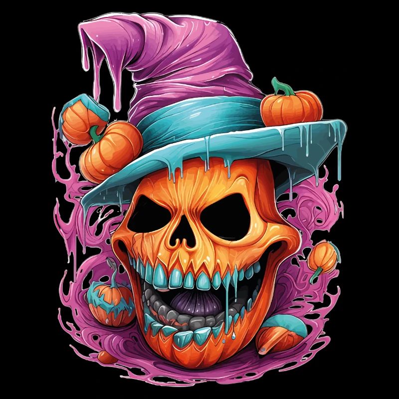 Crâne de citrouille orange, halloween