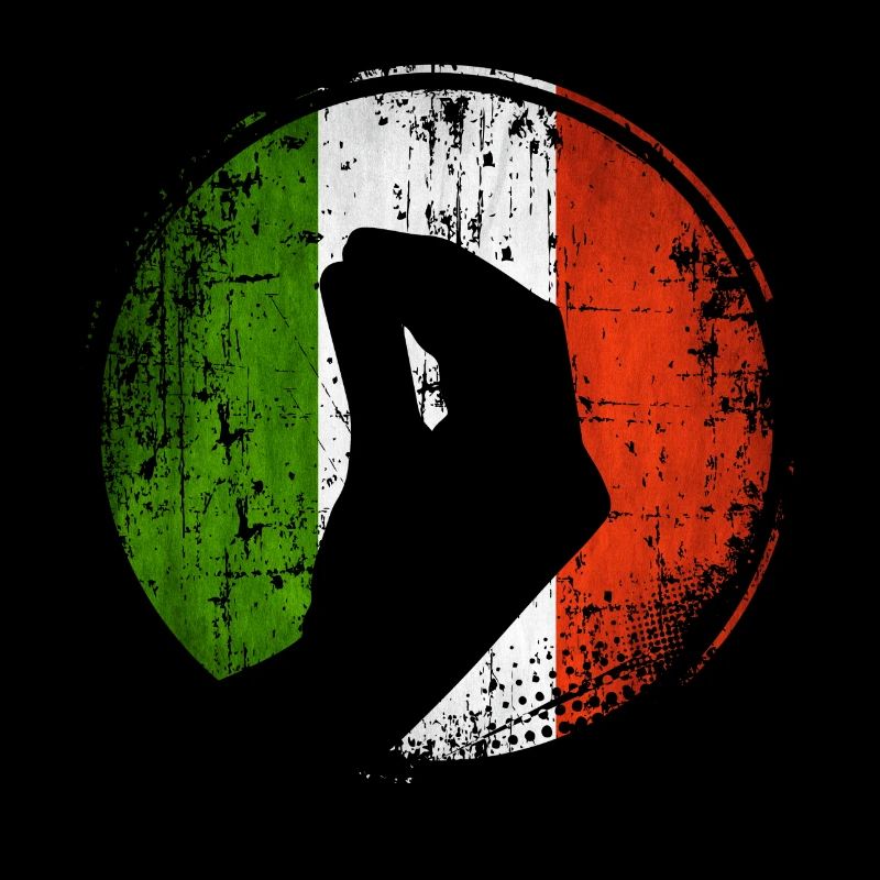 Italienische Flagge mit typischer Handgeste