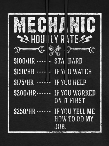 Mechanic Hourly Rate Mechanic Gift Workshop