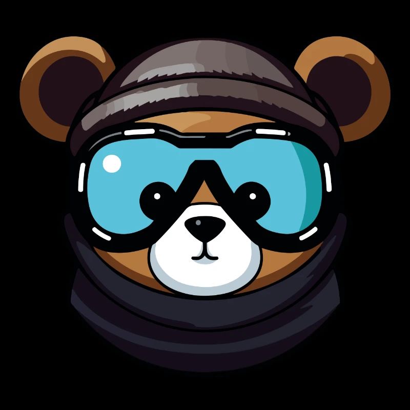 Bear Snowboard Ski Goggles Comic