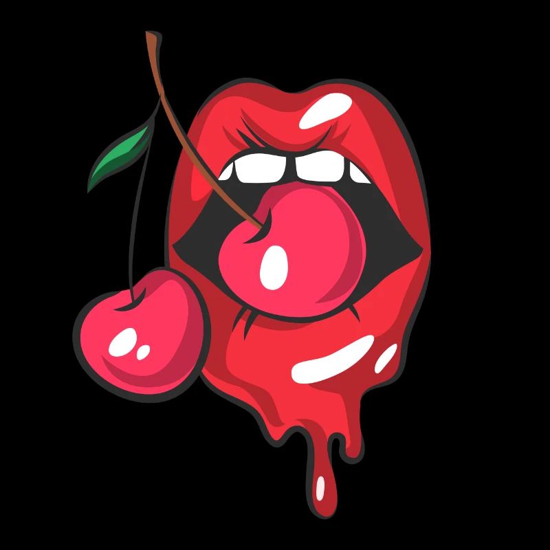 Red lips and two cherries