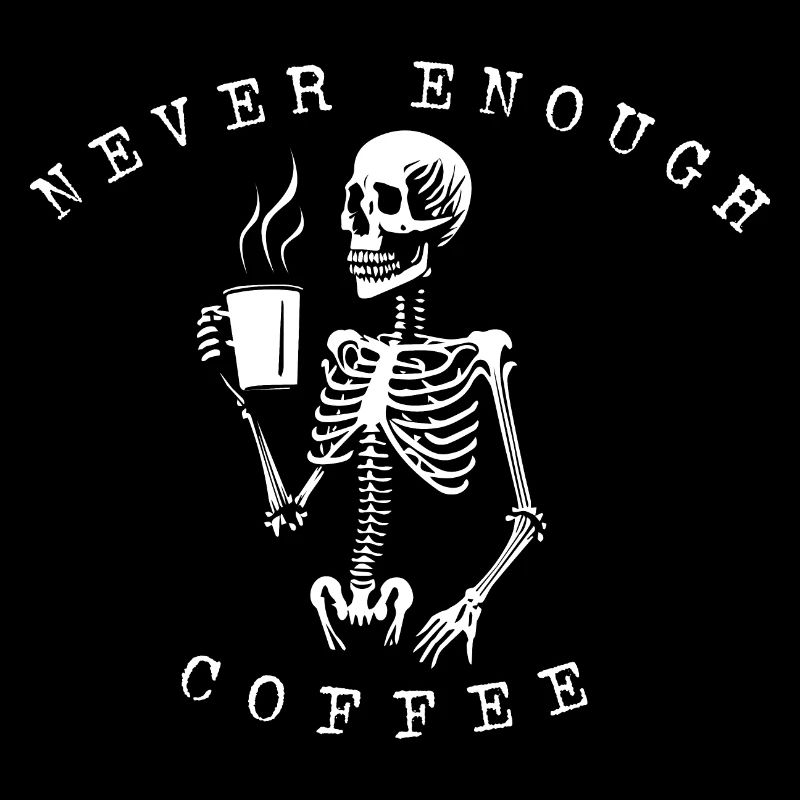 skeleton drinking coffee