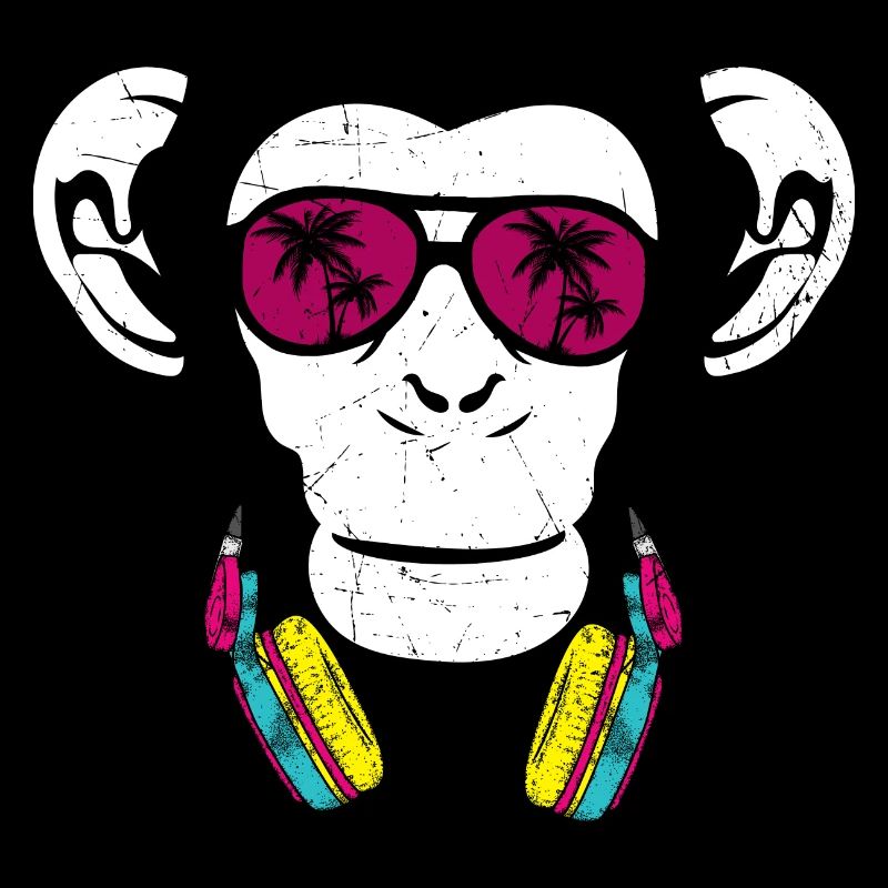 Monkey Cooler Affe DJ Kopfhörer Ausgehen Spaß Part