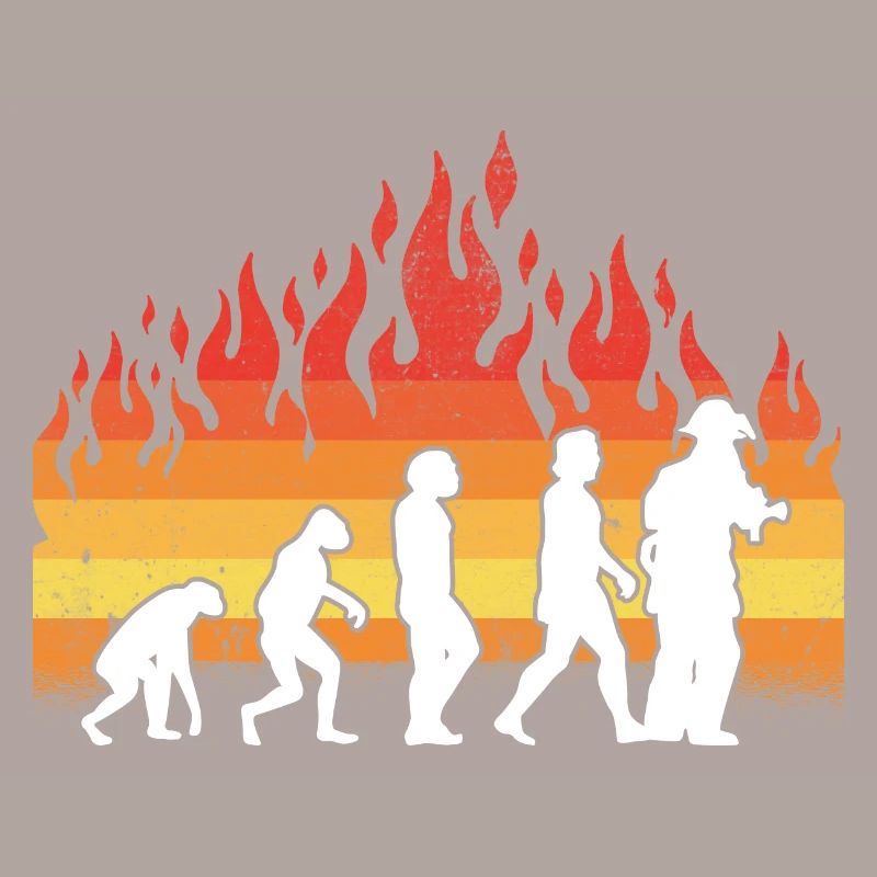 Evolution Firefighter Retro Firefighter Profession