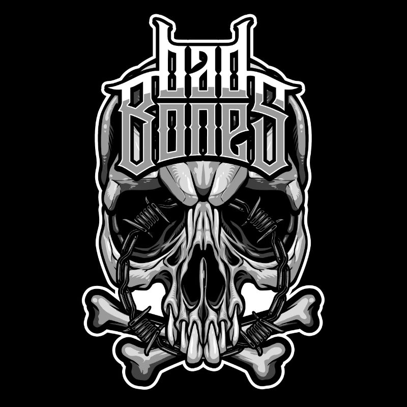 BadBones Skull And Barged Wire Biker Design