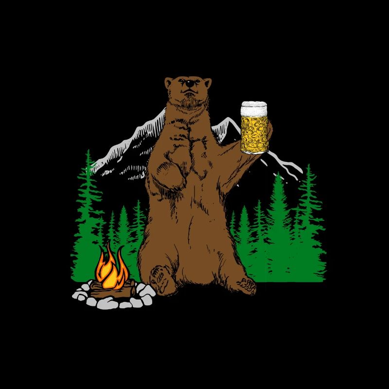 Bär mit Bier Lagerfeuer Camping Geschenk