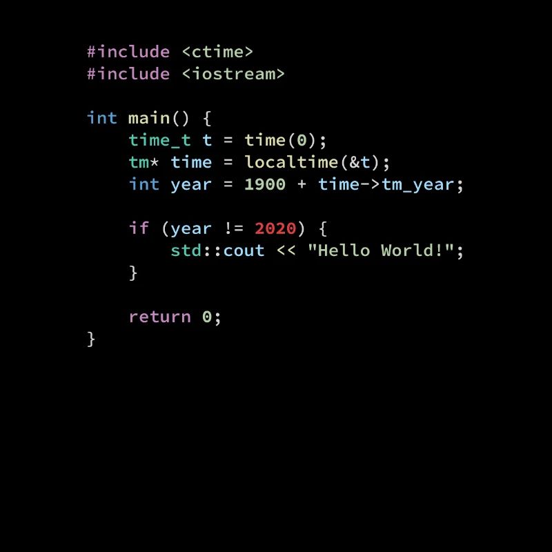 Hello World 2020 en langage de programmation C ++, code
