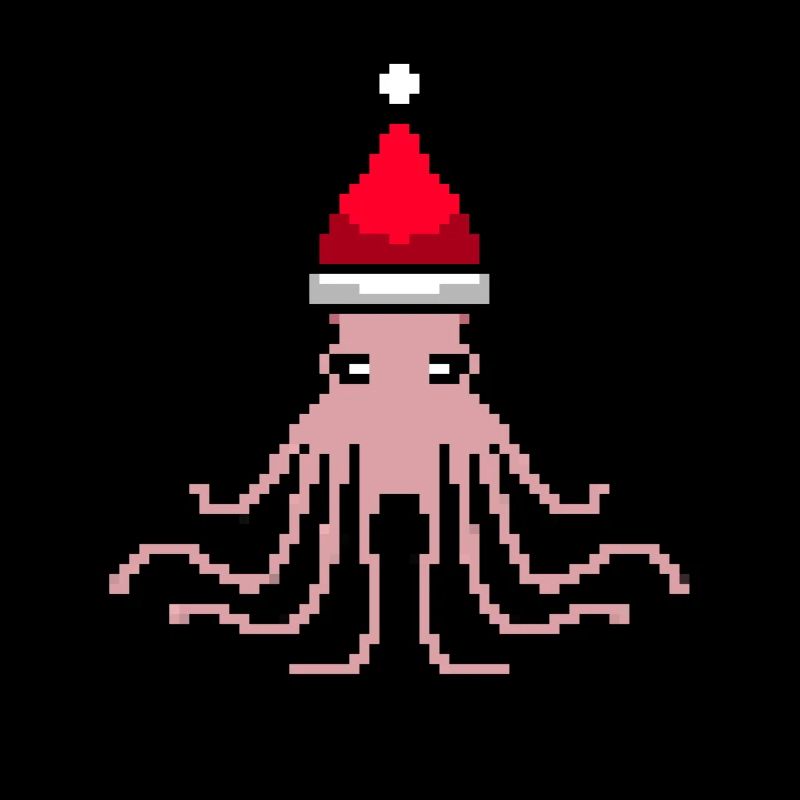 Octopus Pixélisé Noël - Drôle