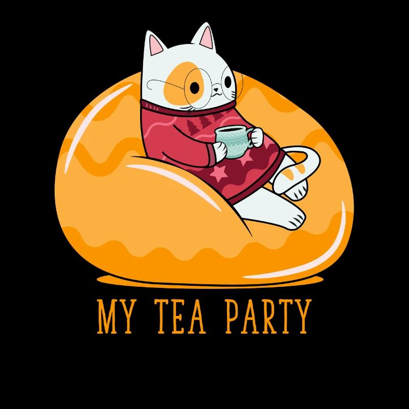 Gemütlicher Abendtee trinkender Cat Tea Lover