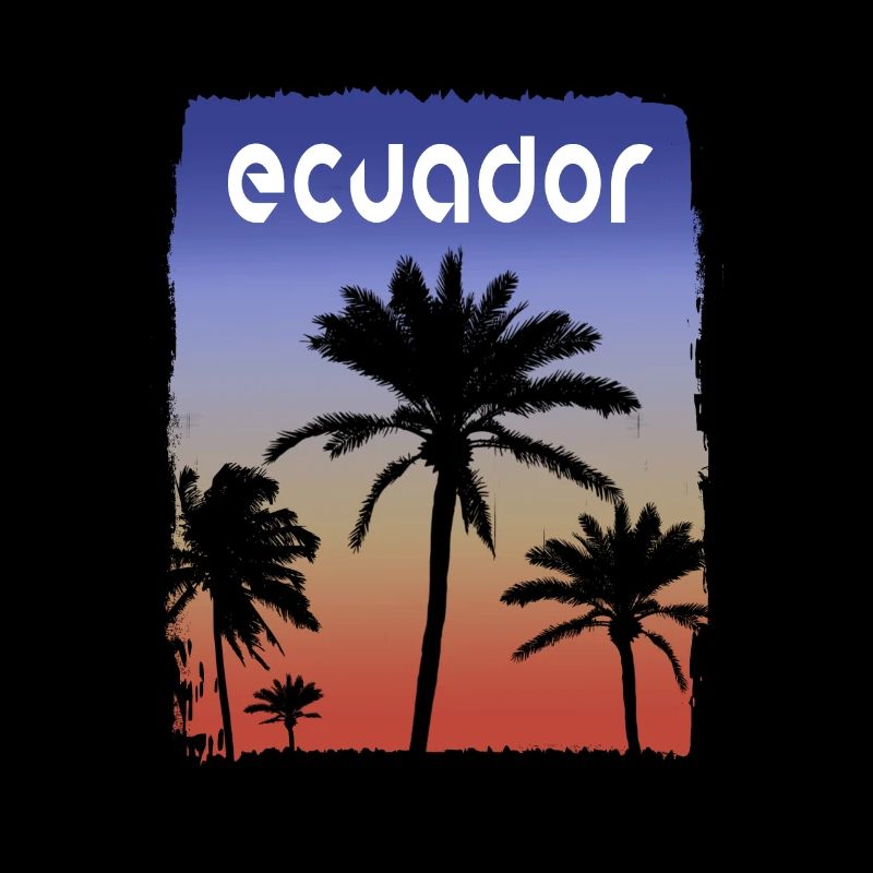 Ecuador Sunset Vacation Souvenir Palm Tree