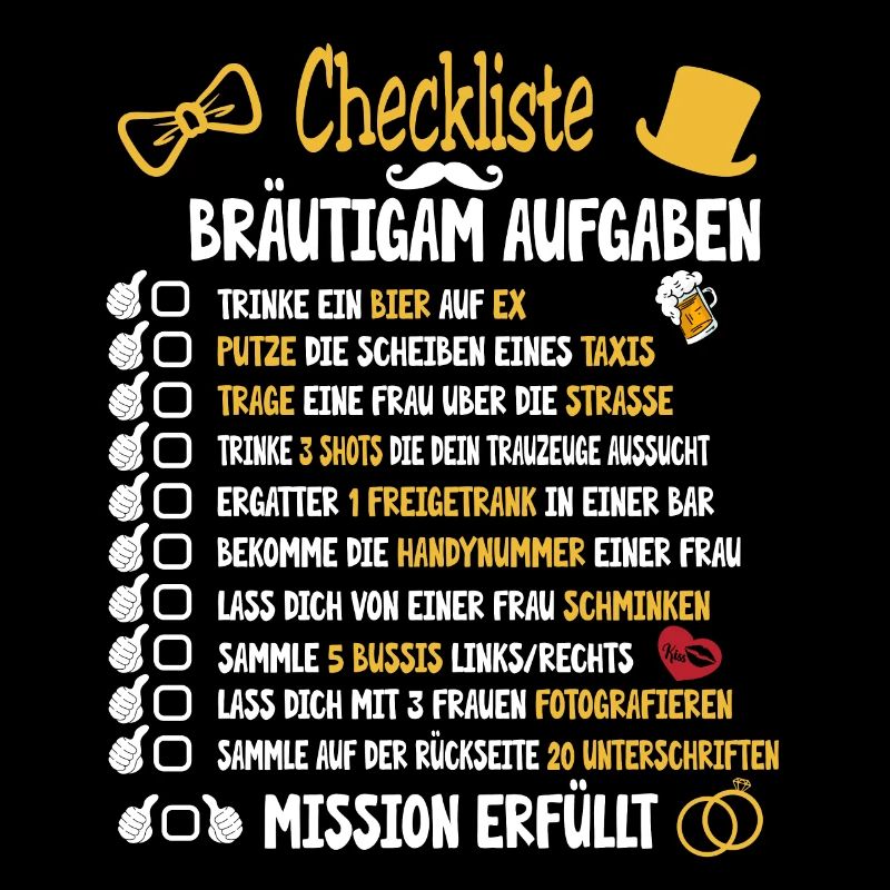 Checkliste poltern Bräutigam Aufgaben