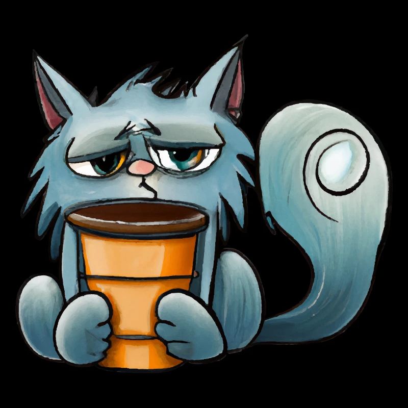 Chat mignon fatigué avec du café