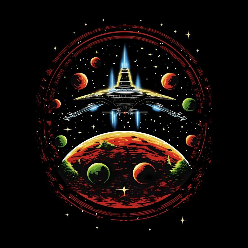 Pull de Noël moche - vaisseau spatial