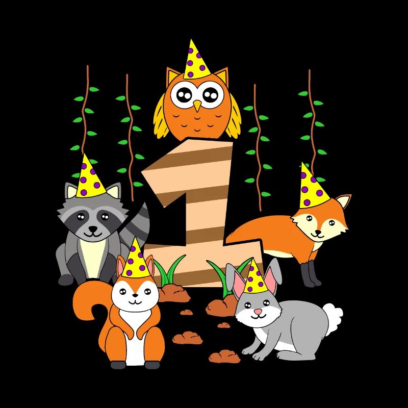 1. Geburtstag Baby Eins 1 Waldtiere