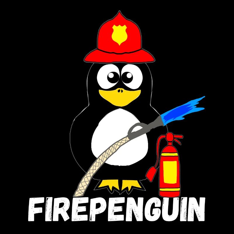 Fire Brigade Penguin Funny Firefighter Water Vo