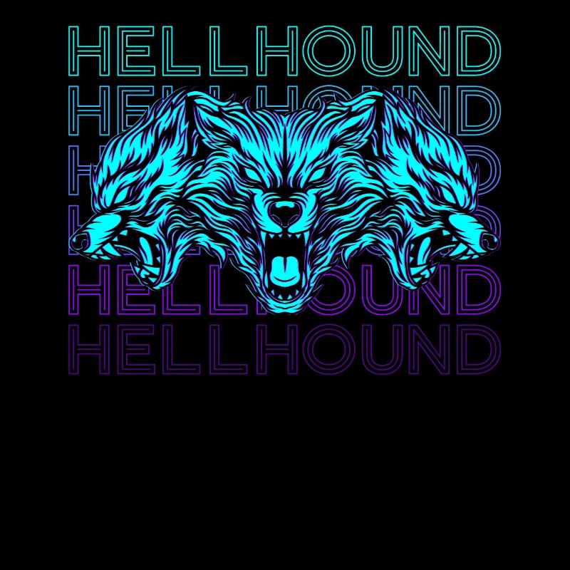 Hellhound Cerberus Three-headed Dog Retro