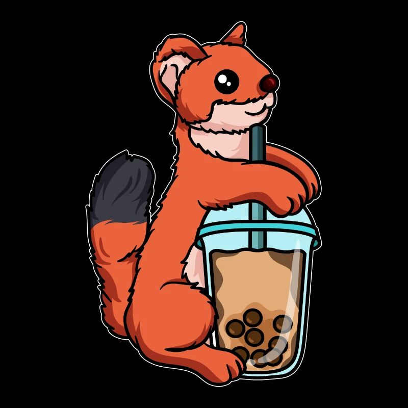 Wiesel trinkt Bubble Tea