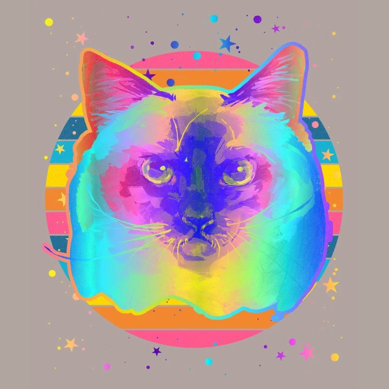 Birman Cat Rainbow Space Black