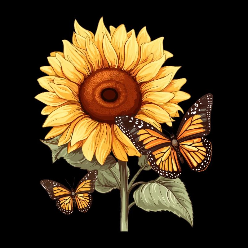 Sunflower with butterfly