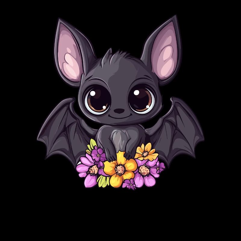Fledermaus mit Blumen