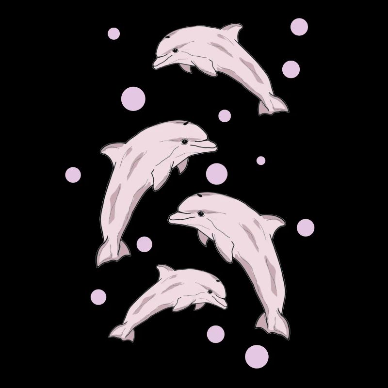 Quatre dauphins, mer