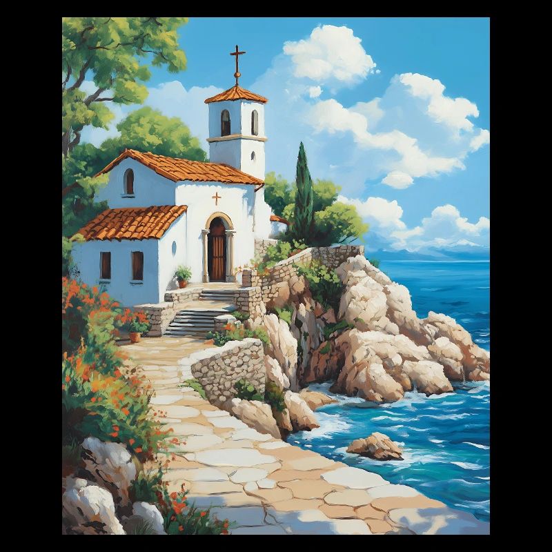 L’église chrétienne au bord de la mer en Grèce