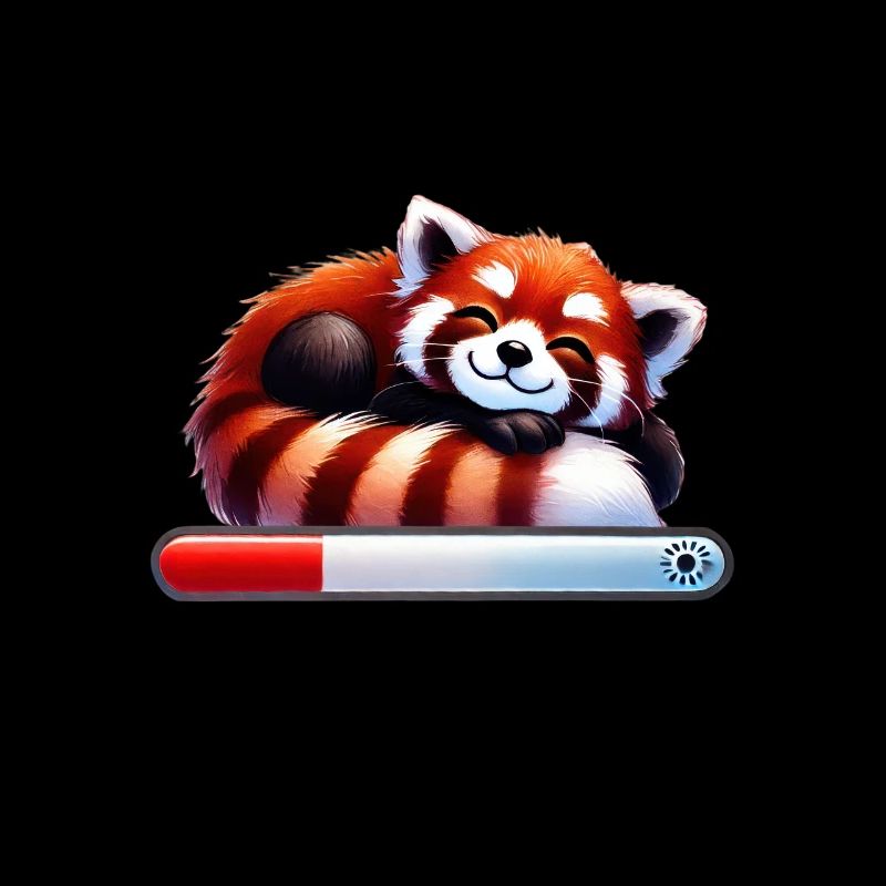 Red Panda Sleeping with Loading Bar