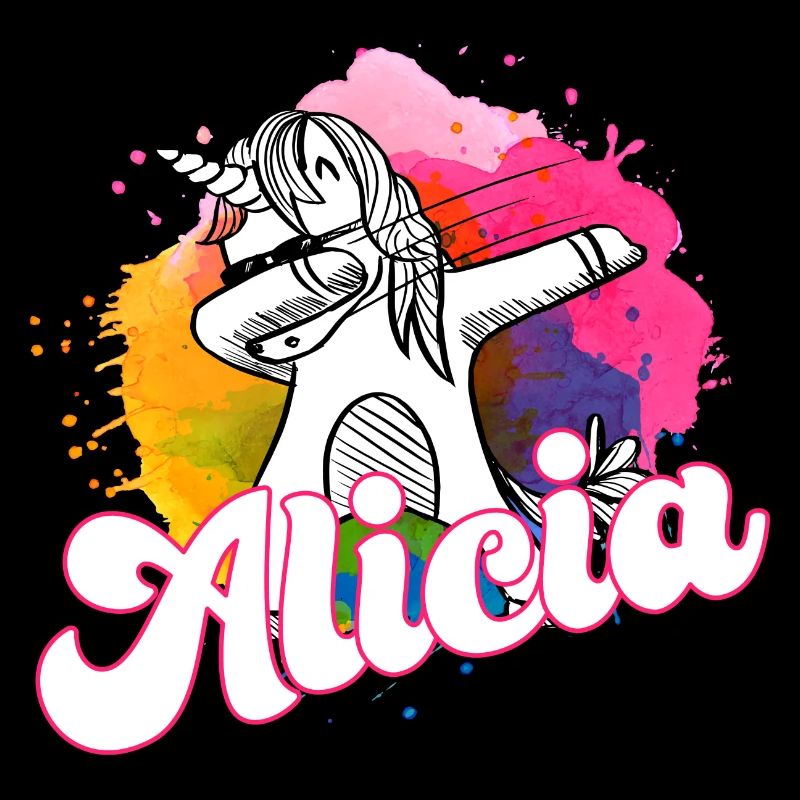 ALICIA - Schöner Name mit dabbing Einhorn