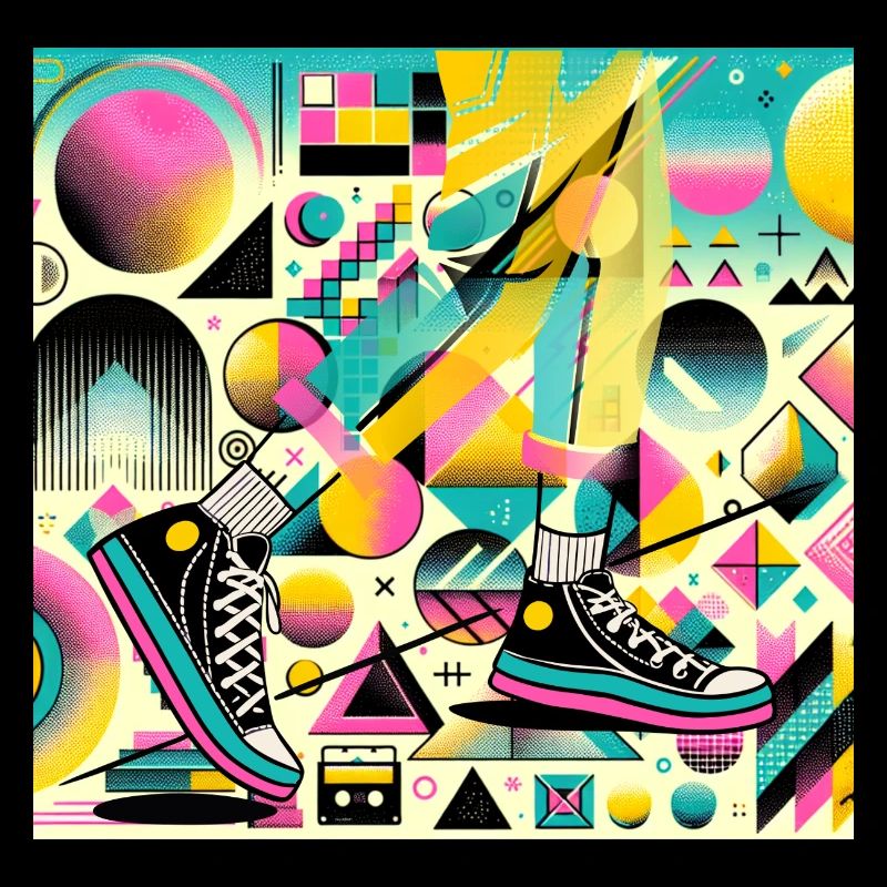 Retro Sneakers and Dancing Geometric Shapes
