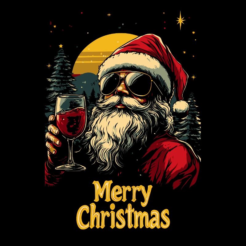 Weihnachtsmann mit Weinglas Weihnachtsfeier Wein