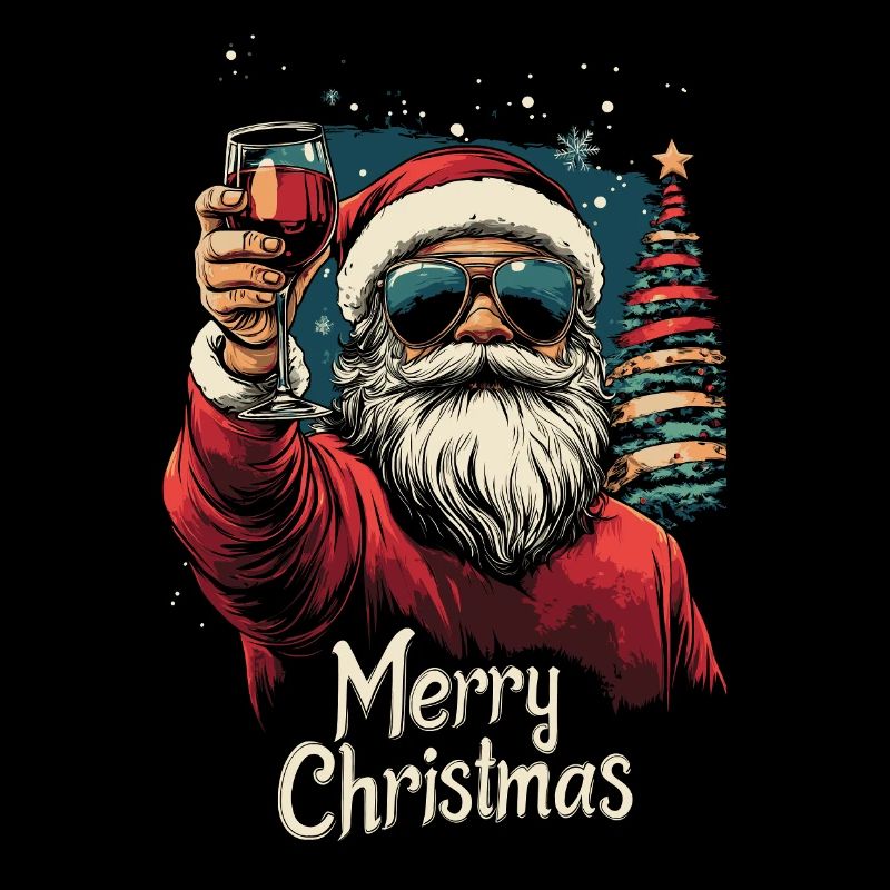 Cooler Weihnachtsmann mit Weinglas