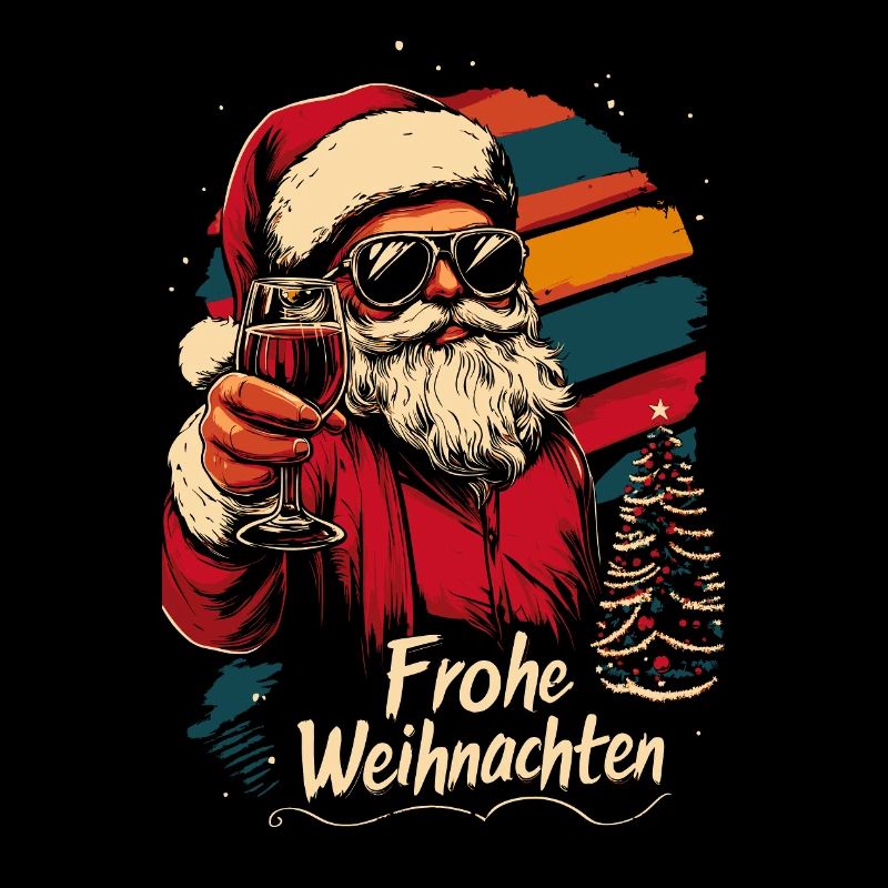Cooler Weihnachtsmann mit Weinglas