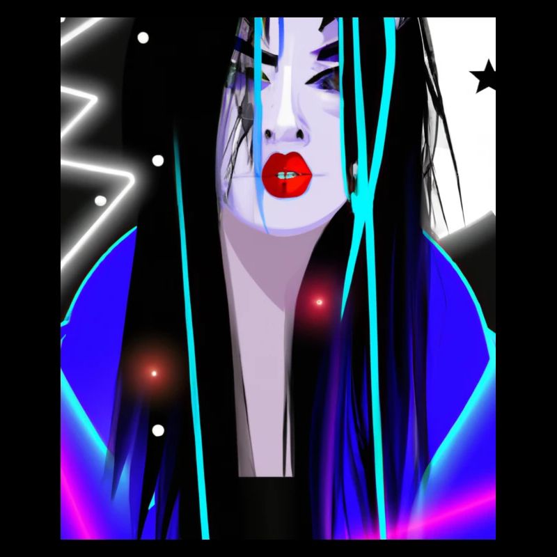 Goth Anime Vaporwave Mädchen Gothic Geisha