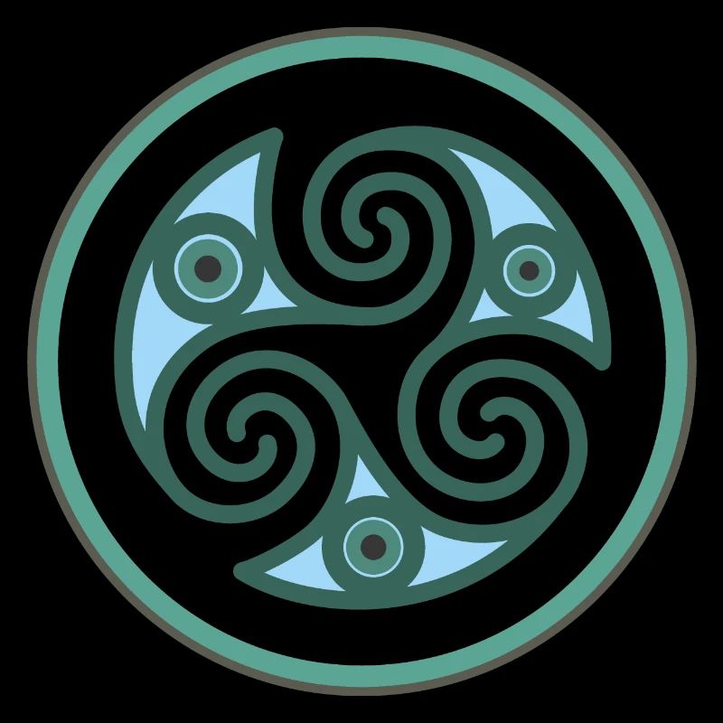 Spirale celtique trisque en vert bleu