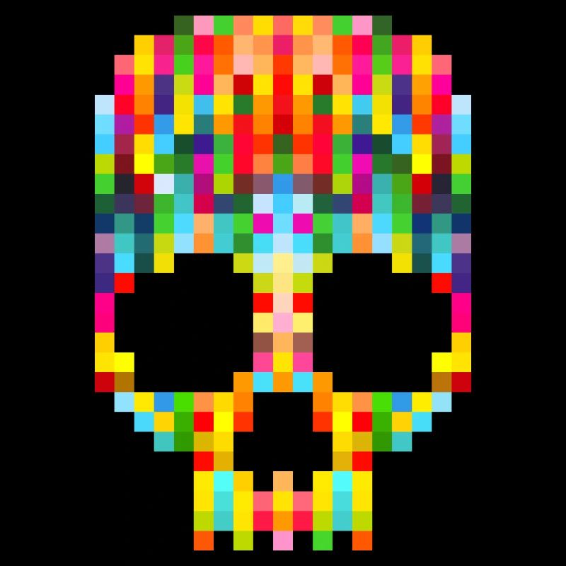 PIXEL ART Crâne multicolore