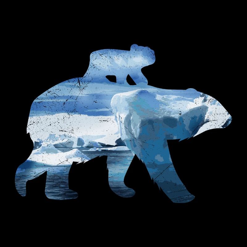 Double Exposure Animals Eisbär Mama und Baby