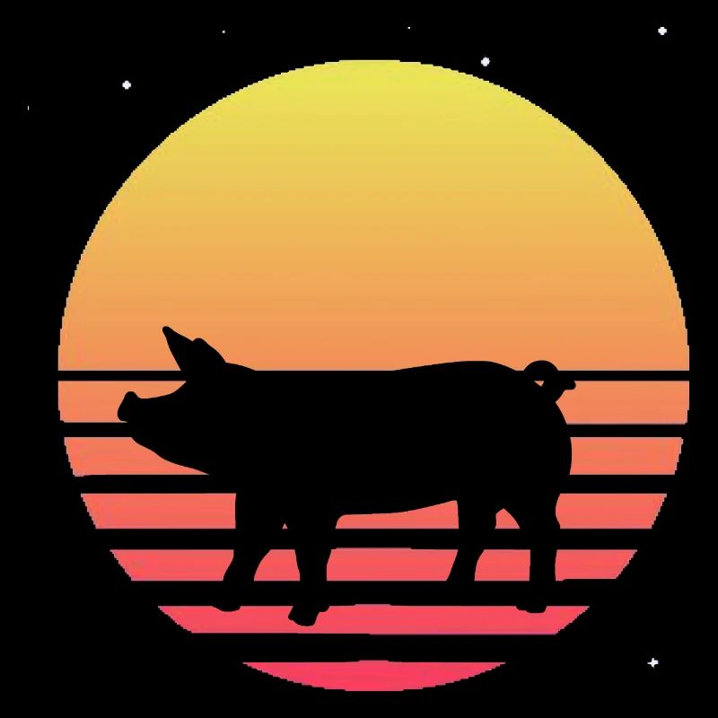 Cadeau d'animal de ferme Cochon Vaporwave rétro
