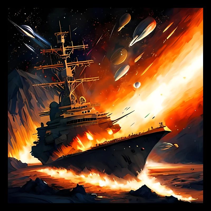 Vaisseau de combat dans l’espace volcan