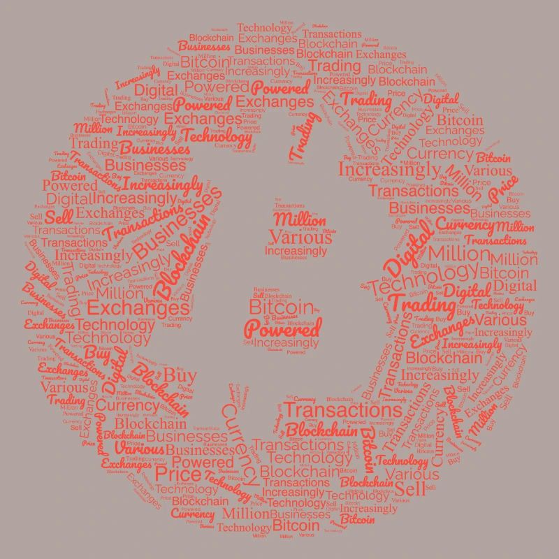 Bitcoin Graphic Tee with Words Pattern design
