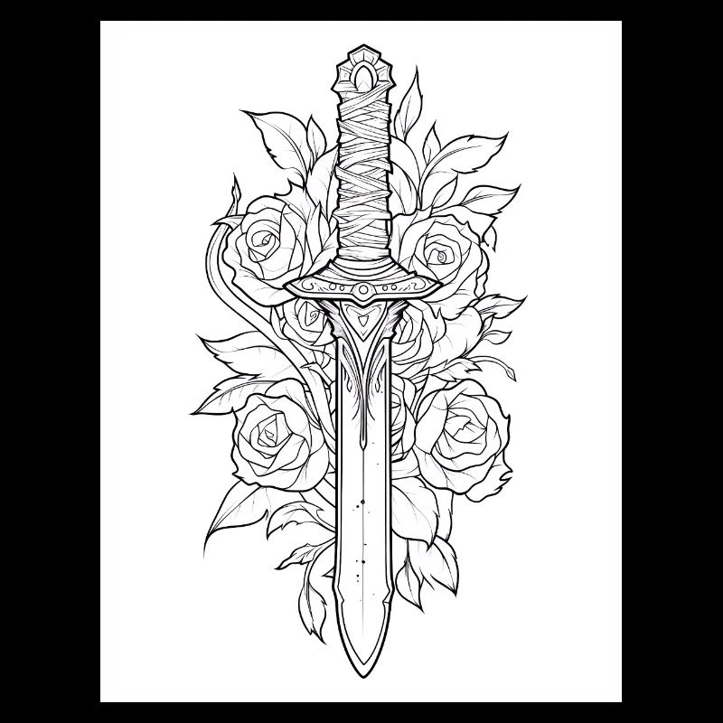 Dolch Tattoo #4 Malvorlage Muster
