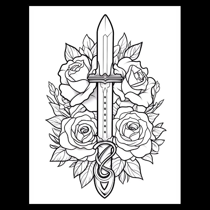 Dolch Tattoo #5 Malvorlage Muster