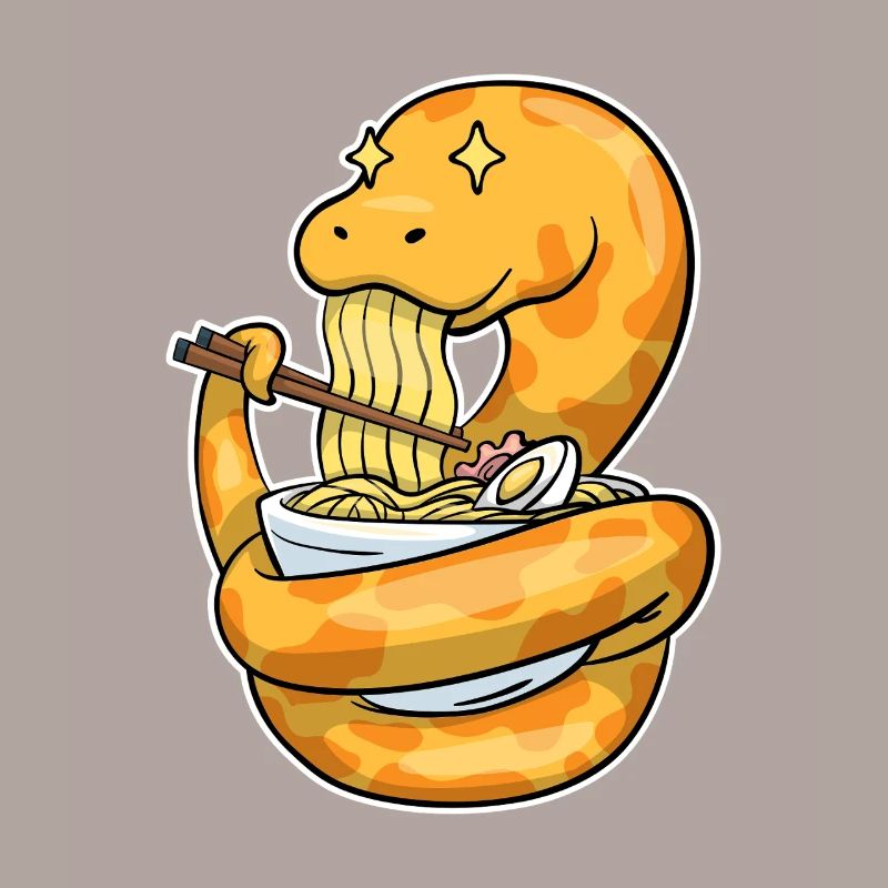 Le roi python mange des ramen