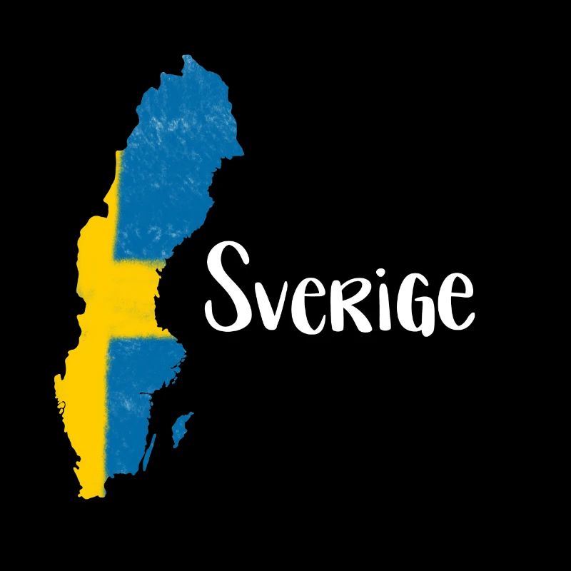 Illustrated Sweden map with white text