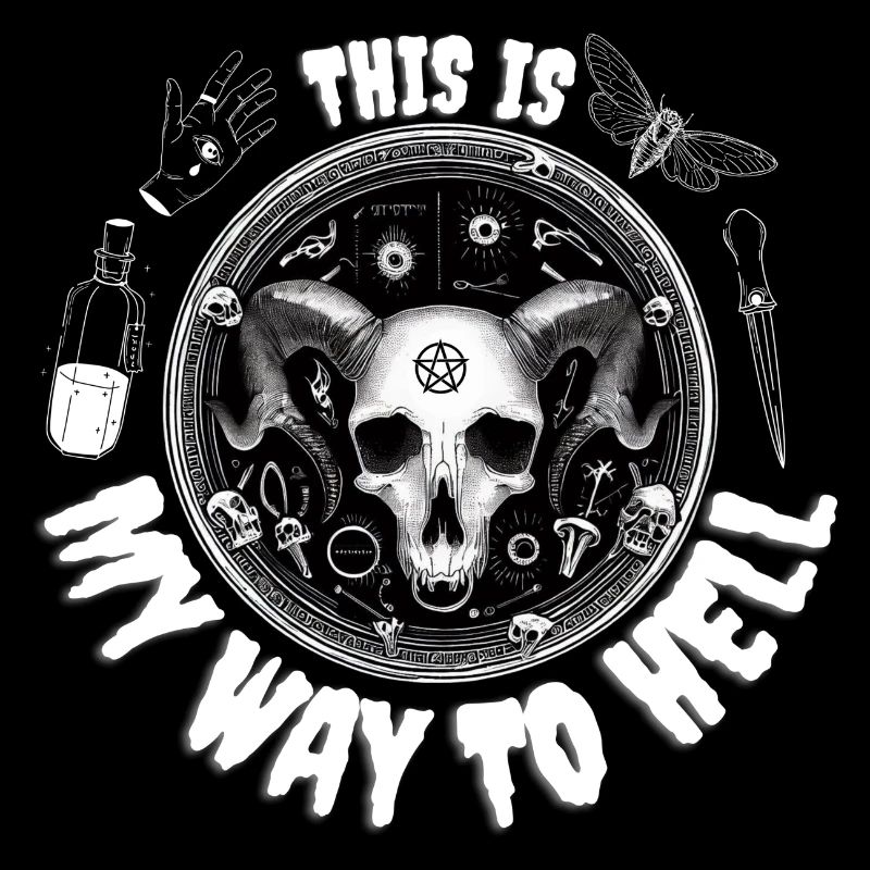 Way to Hell - Horns Skull